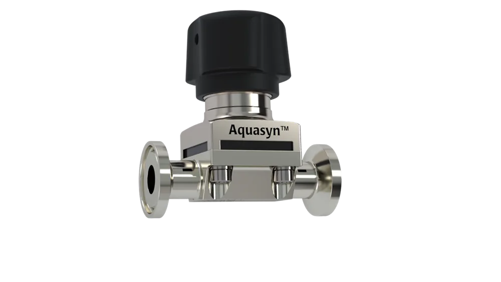 Aquasyn two-way hygienic diaphragm valve, 316L bar-stock body with Tork-Tite bonnet