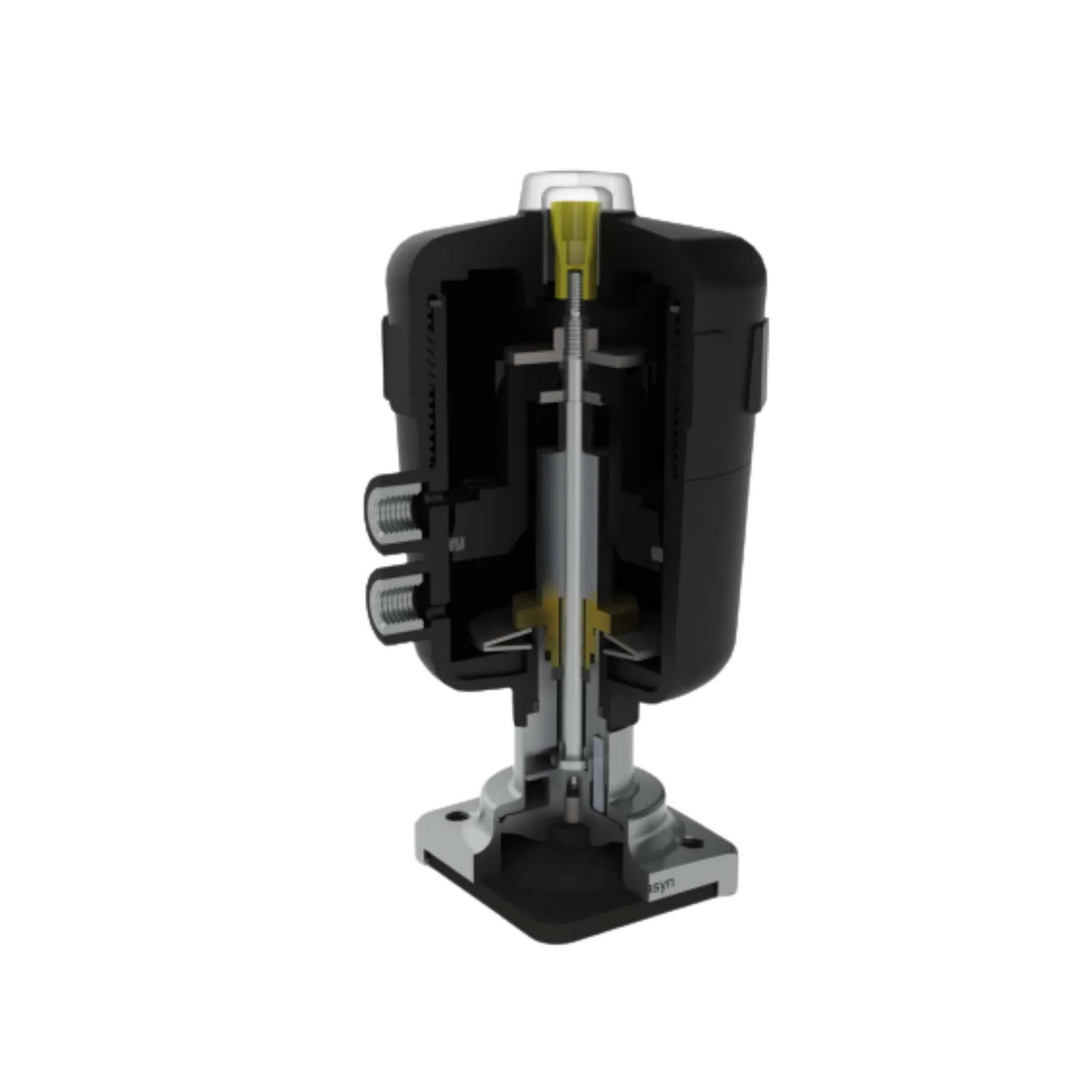 Aquasyn open pneumatic actuator showing internal mechanism